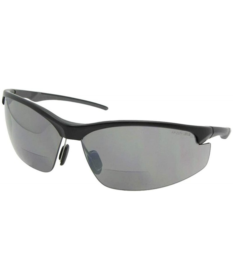 Semi-rimless Sport Semi Rimless Bifocal Reader Sunglasses B55 - Flat Black-non Polarized Gray Lens - C018C4OHS9L $18.87