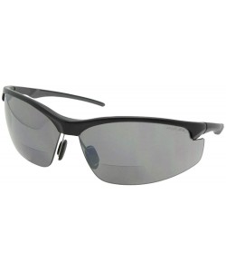 Semi-rimless Sport Semi Rimless Bifocal Reader Sunglasses B55 - Flat Black-non Polarized Gray Lens - C018C4OHS9L $18.87