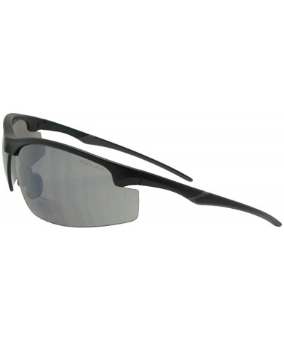 Semi-rimless Sport Semi Rimless Bifocal Reader Sunglasses B55 - Flat Black-non Polarized Gray Lens - C018C4OHS9L $18.87