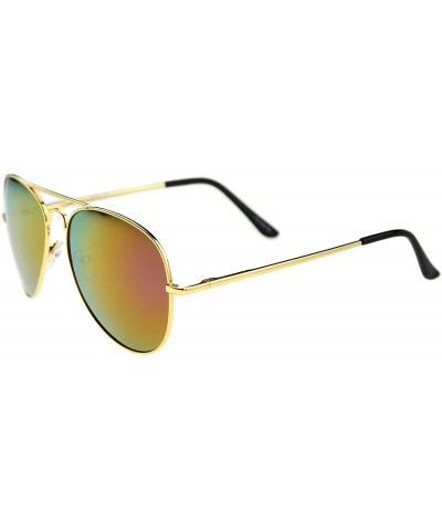 Aviator Premium Full Mirrored Aviator Sunglasses w/Flash Mirror Lens - Gold / Purple - CB11MONE1CB $10.25