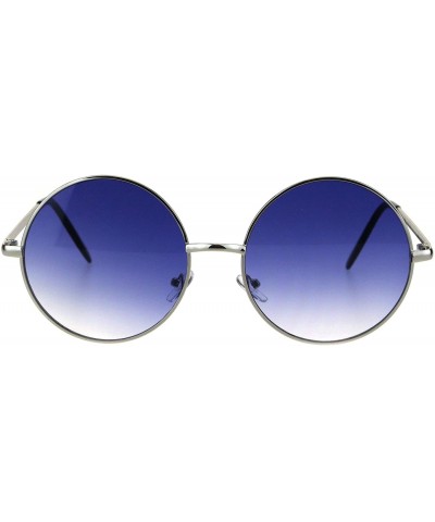 Round Round Circle Lens Hippie Metal Rim Gradient Sunglasses - Silver Blue - CF18H6R5EN6 $7.98