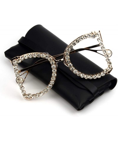 Oversized Fashion Oversized Cat Eye Sunglasses Women Designer Rhinestone Crystal Sun Glasses Female Gradient Lens Shades - C1...