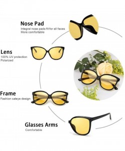 Cat Eye Night-Vision Driving Glasses for Women Polarized Anti-glare Clear Glasses with Fashion Oversized Cat Eye Frame - C818...