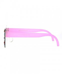 Shield Womens Sparkling Rectangle Shield Rhinestone Lens Party Shade Sunglasses - Clear Pink - CG18IHO3966 $9.70