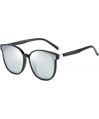 Sport Polarized Fashion Round Sunglasses for Women Men Oversized Horned Vintage Shades Flat Lenses - C018Q55WTA5 $13.66