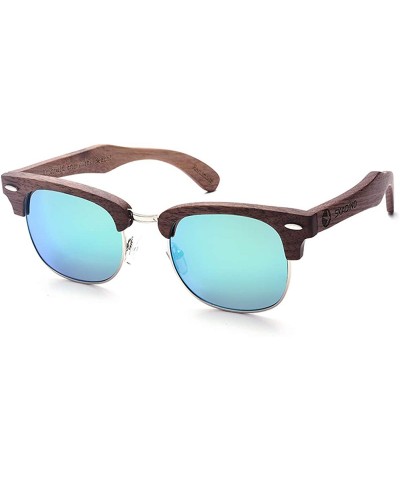 Square Bamboo Sunglasses with Polarized lenses-Handmade Wood Shades for Men&Women - A Black 1 - CI18S94YWLR $22.67
