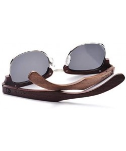 Square Bamboo Sunglasses with Polarized lenses-Handmade Wood Shades for Men&Women - A Black 1 - CI18S94YWLR $22.67