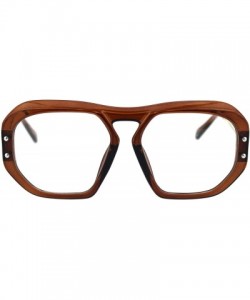 Rectangular Luxury Mobster Plastic Flat Top Racer Rectangular Clear Lens Eyeglasses - Brown - CO18QZQSX3C $11.80