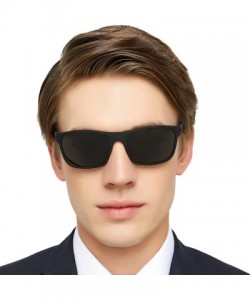 Rectangular Mens TR90 Polarized UV 400 Protection Sport Rectangle Square Sunglasses for Men - Black/Green Line - CR18WGZUYTW ...