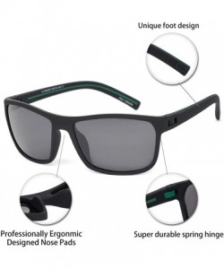 Rectangular Mens TR90 Polarized UV 400 Protection Sport Rectangle Square Sunglasses for Men - Black/Green Line - CR18WGZUYTW ...