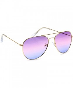 Aviator Retro Aviator Sunglasses Double Nose Bridge Color Tinted Gradient Lens Metal Frame - Purple & Blue - Model 2 - CY18EY...