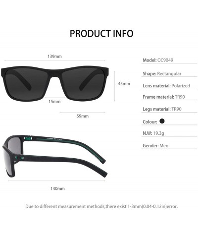 Rectangular Mens TR90 Polarized UV 400 Protection Sport Rectangle Square Sunglasses for Men - Black/Green Line - CR18WGZUYTW ...