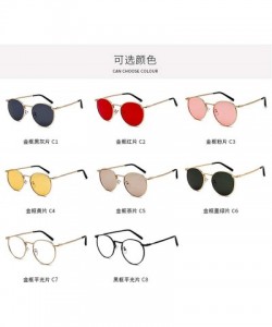 Round Fashion Clear Lens Metal Frame Sunglasses Retro Woman Yellow Red Sun Glasses Round Gold UV400 Birthday Gift - T1 - C919...