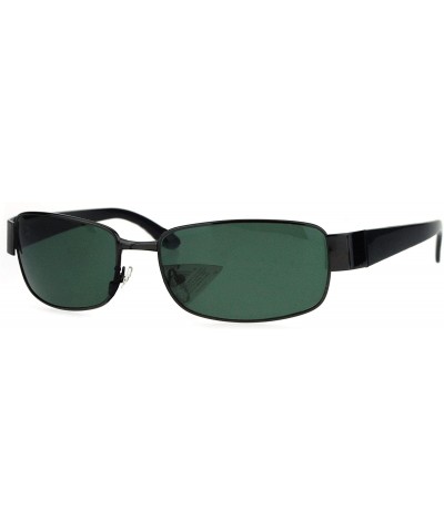 Rectangular Tempered Glass Lens Rectangular Luxury Mens Designer Sunglasses - Gunmetal Black - C417XXQGDYC $12.45