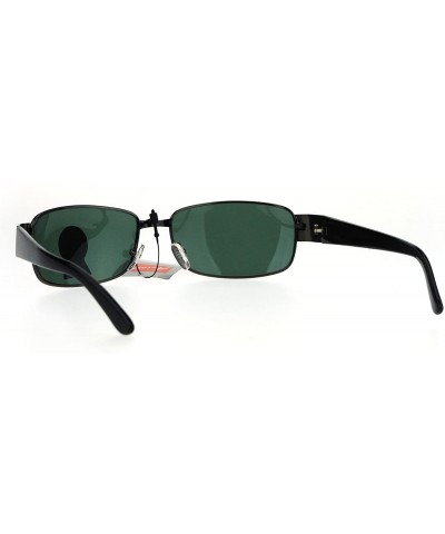 Rectangular Tempered Glass Lens Rectangular Luxury Mens Designer Sunglasses - Gunmetal Black - C417XXQGDYC $12.45