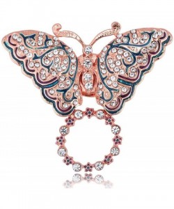 Butterfly Crystal Butterfly Flower Brooch Pins Eyeglass Holder Magnetic for Women Girls - sliver - C81899N7C2I $13.56