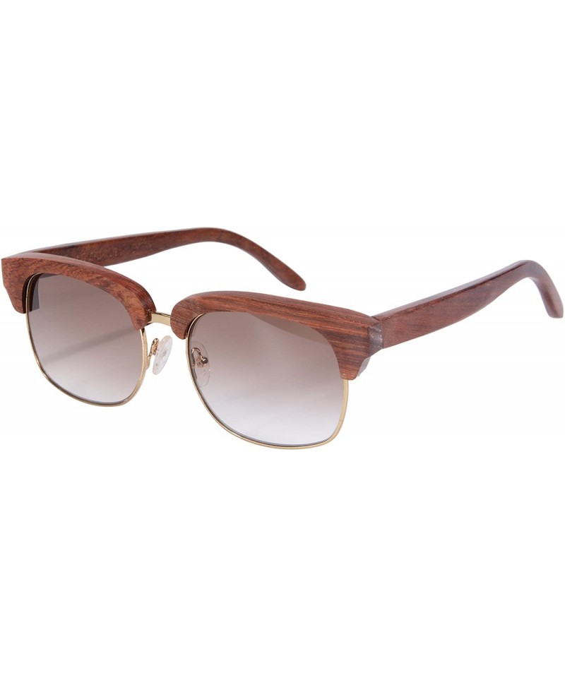 Semi-rimless Retro Classic Glasses Frames Anti-glare Wood Sunglasses Men-Z6151 - Red Sandalwood - CV11RY28EGV $28.65