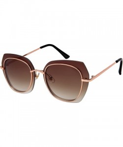 Shield Floating Irregular Shaped Sunglasses w/Color Lens 3163-FLRV - Gold+brown - CI186H57UKY $9.15