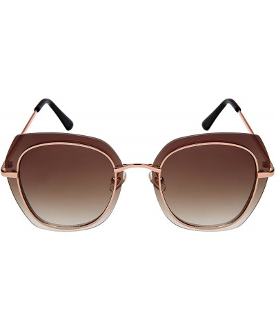 Shield Floating Irregular Shaped Sunglasses w/Color Lens 3163-FLRV - Gold+brown - CI186H57UKY $9.15