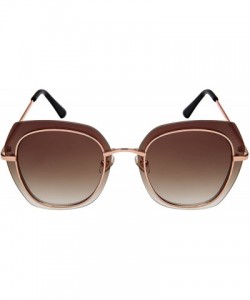 Shield Floating Irregular Shaped Sunglasses w/Color Lens 3163-FLRV - Gold+brown - CI186H57UKY $9.15