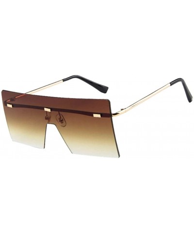 Oversized Oversized Square Sunglasses Flat Top Fashion Shades Oversize Sunglasses - Brown - CU195NH5RMR $9.84