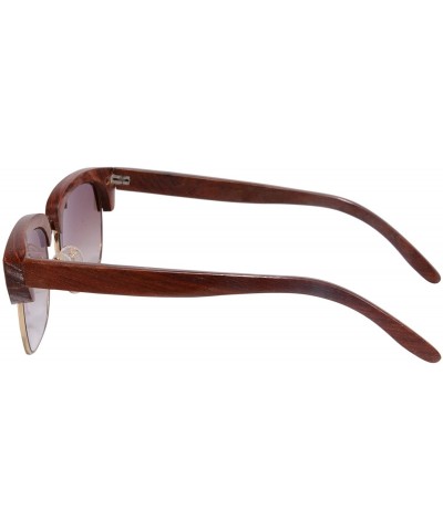 Semi-rimless Retro Classic Glasses Frames Anti-glare Wood Sunglasses Men-Z6151 - Red Sandalwood - CV11RY28EGV $28.65
