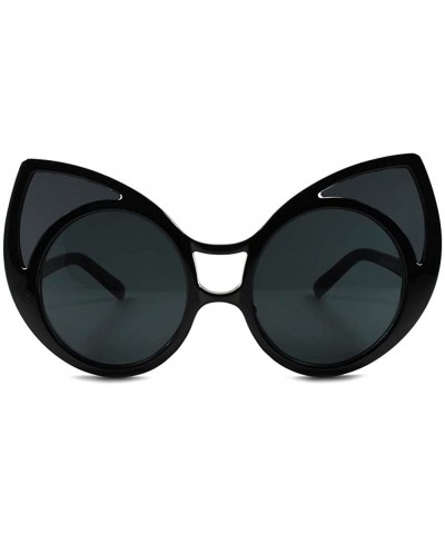 Cat Eye Retro Old Fashioned Party Funky Large Oversized Pointy Cat Eye Sunglasses - Black - C618XO2S3D0 $9.97