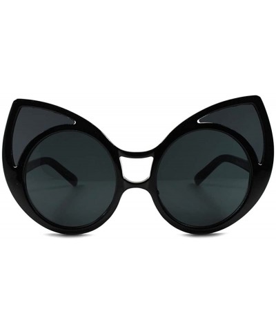Cat Eye Retro Old Fashioned Party Funky Large Oversized Pointy Cat Eye Sunglasses - Black - C618XO2S3D0 $19.94