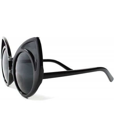 Cat Eye Retro Old Fashioned Party Funky Large Oversized Pointy Cat Eye Sunglasses - Black - C618XO2S3D0 $9.97