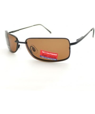 Rimless Polarized Narrow Rectangular Classic Men's Sunglasses - Brown - CD11083LTDX $11.54