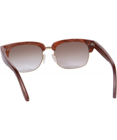 Semi-rimless Retro Classic Glasses Frames Anti-glare Wood Sunglasses Men-Z6151 - Red Sandalwood - CV11RY28EGV $28.65