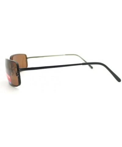 Rimless Polarized Narrow Rectangular Classic Men's Sunglasses - Brown - CD11083LTDX $11.54