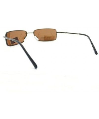 Rimless Polarized Narrow Rectangular Classic Men's Sunglasses - Brown - CD11083LTDX $11.54