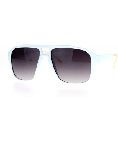 Square Unisex Retro Hipster Fashion Sunglasses Square Metal Tip Designer Shades - White (Smoke) - C618793R5XT $9.23