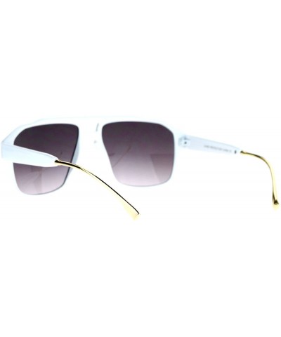 Square Unisex Retro Hipster Fashion Sunglasses Square Metal Tip Designer Shades - White (Smoke) - C618793R5XT $9.23