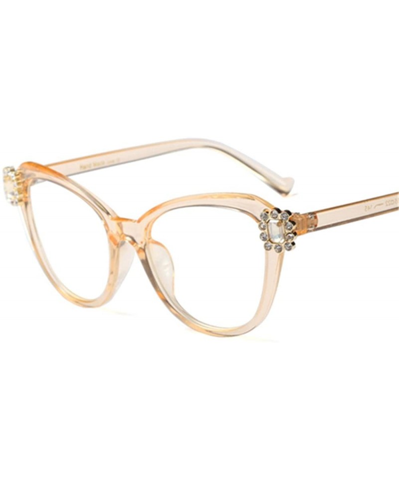 Rimless 2018 Oversize Women Big Full Frame Eye Glasses Crystal Rhinestone Eyewear Light - Transparent Tea - C018D9DYTL6 $14.78