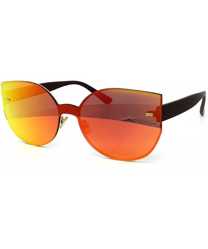 Rimless 7076-1 Oversized XL One Piece Rimless Cateye Sunglasses - Orange - C718R9CESG5 $16.10