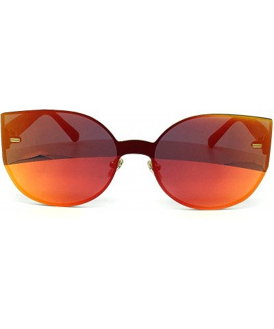 Rimless 7076-1 Oversized XL One Piece Rimless Cateye Sunglasses - Orange - C718R9CESG5 $16.10