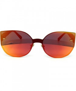 Rimless 7076-1 Oversized XL One Piece Rimless Cateye Sunglasses - Orange - C718R9CESG5 $16.10