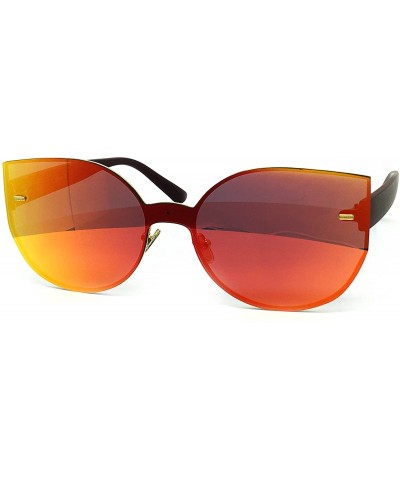 Rimless 7076-1 Oversized XL One Piece Rimless Cateye Sunglasses - Orange - C718R9CESG5 $16.10