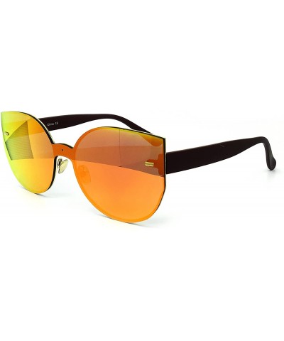 Rimless 7076-1 Oversized XL One Piece Rimless Cateye Sunglasses - Orange - C718R9CESG5 $16.10