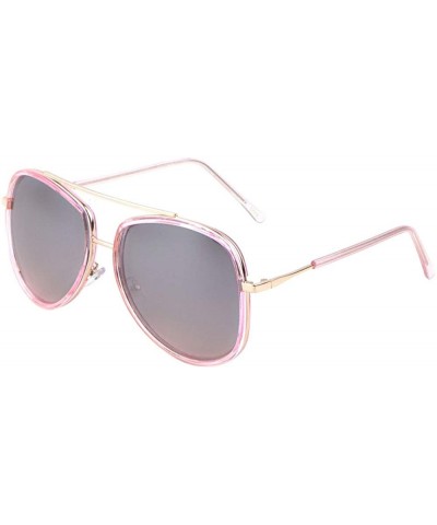 Aviator Oceanic Color Double Plastic Metal Rim Crystal Aviator Sunglasses - Pink - CY190OEKR4L $31.30