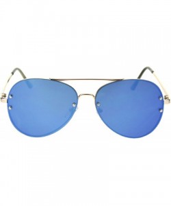 Rimless Reflective Color Mirror Lens Rimless Pilots Sunglasses - Gold Blue Mirror - C918RX528T9 $9.79