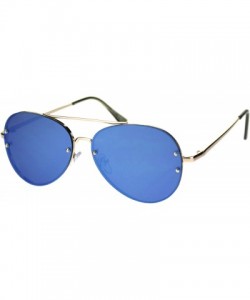 Rimless Reflective Color Mirror Lens Rimless Pilots Sunglasses - Gold Blue Mirror - C918RX528T9 $9.79