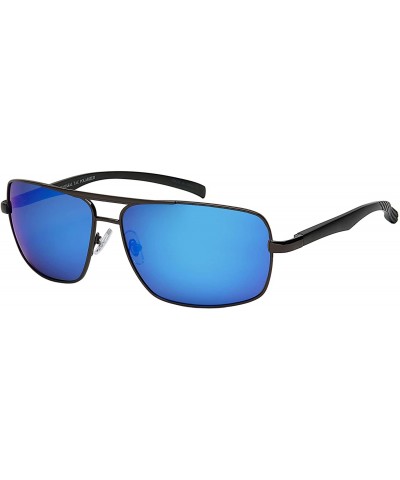 Square Rectangular Sunglasses Lightweight Protection 21100ASAL PRV 4 - Gunmetal Frame - Polarized Blue Mirrored Lens - CD192R...