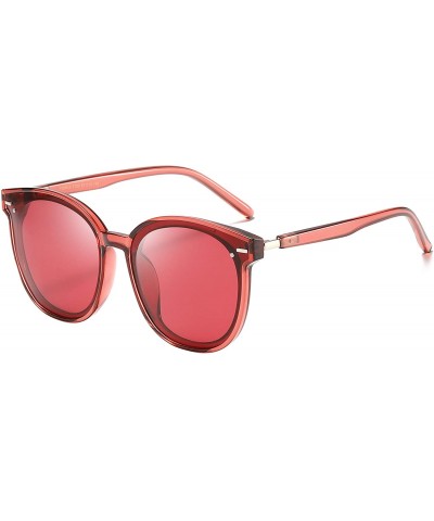 Oversized Polarized Fashion Round Sunglasses for Women Men Oversized Horned Vintage Shades Flat Lenses - CU18OZQW66G $25.60