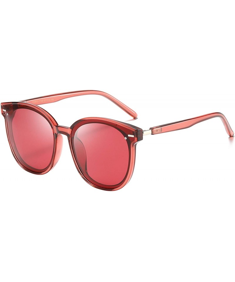 Oversized Polarized Fashion Round Sunglasses for Women Men Oversized Horned Vintage Shades Flat Lenses - CU18OZQW66G $28.88