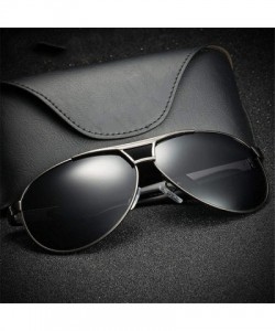 Aviator Men's Sunglasses Polarized Coating Travel BRAND DESIGN Classic Mirror Sun Black - Black - CY18XGE30Y3 $11.95