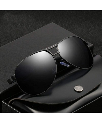 Aviator Men's Sunglasses Polarized Coating Travel BRAND DESIGN Classic Mirror Sun Black - Black - CY18XGE30Y3 $11.95