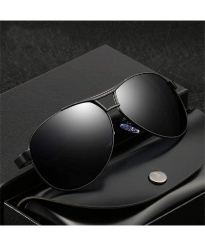 Aviator Men's Sunglasses Polarized Coating Travel BRAND DESIGN Classic Mirror Sun Black - Black - CY18XGE30Y3 $11.95
